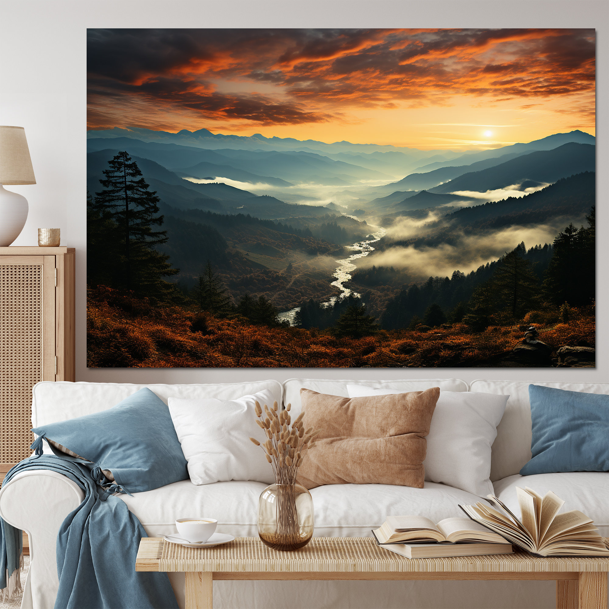 Millwood Pines USA Great Smoky Mountains In Sunset Landscapes Canvas